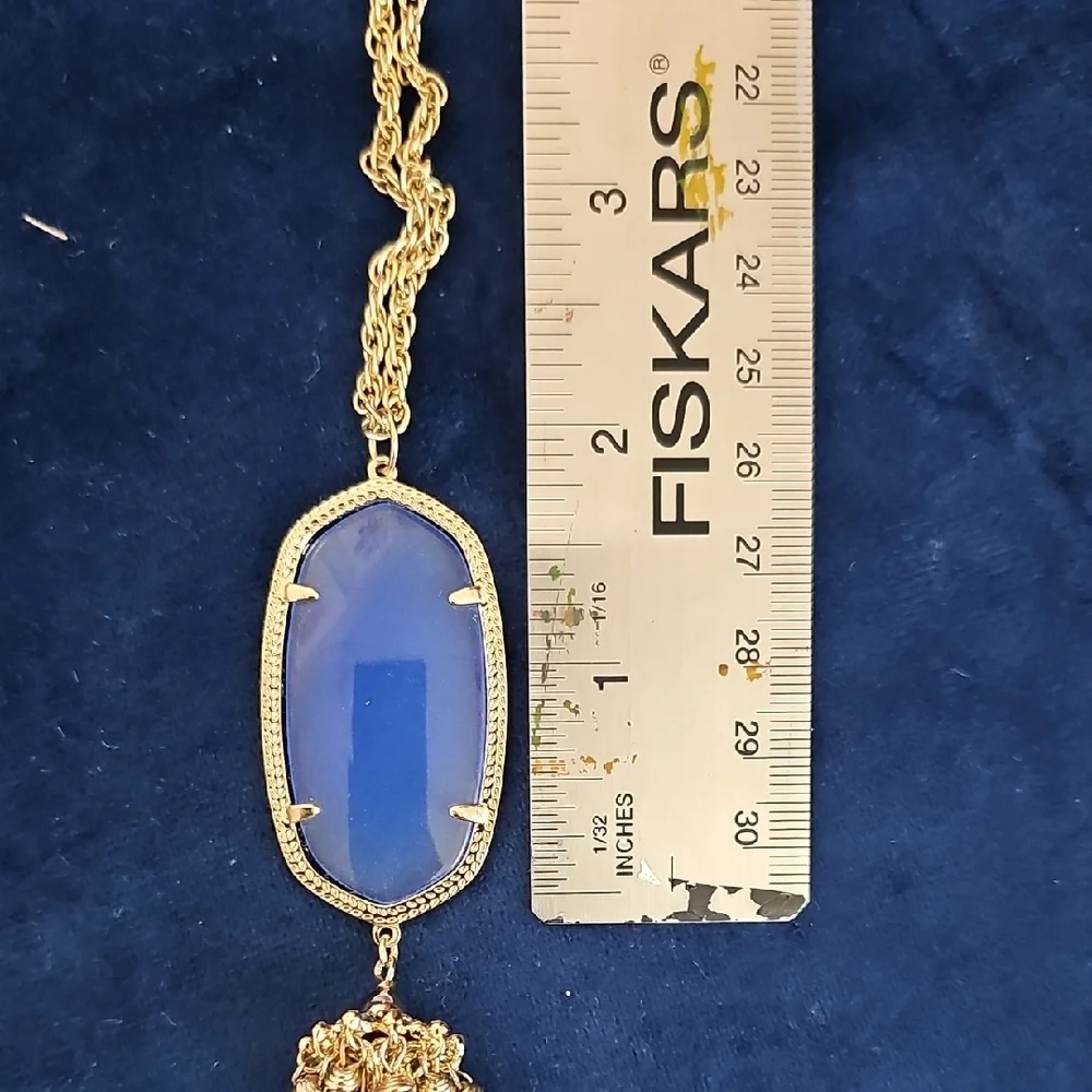 Kendra Scott Gold Chain Necklace with Blue Pendant - Picture 3 of 4